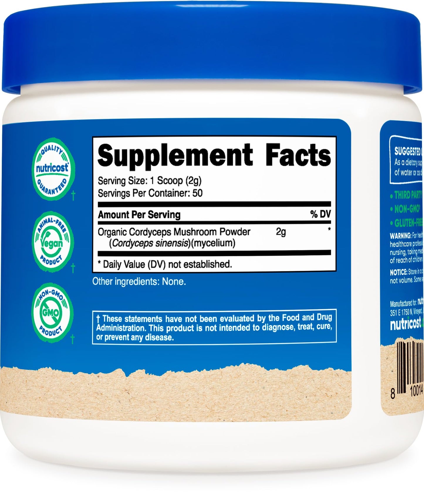 Nutricost Organic Cordyceps Powder 100 Grams | USDA Organic, Non-GMO, Gluten Free