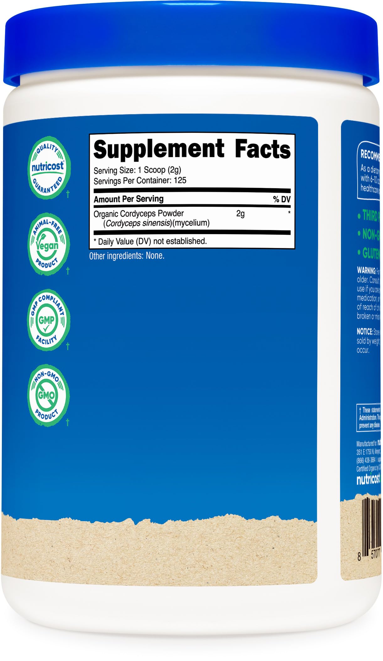 Nutricost Organic Cordyceps Powder 250g – USDA Organic, Non-GMO, Gluten Free