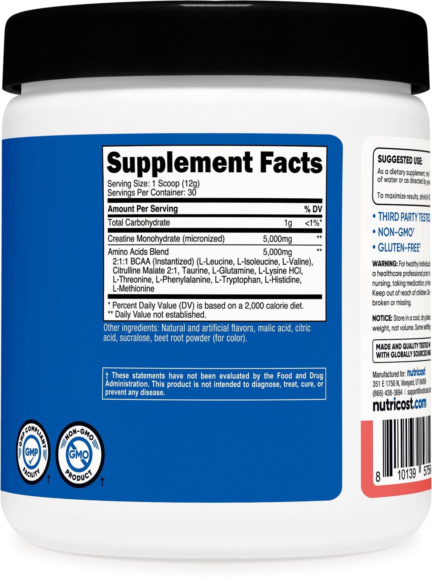 Nutricost Creatine + Aminos 30 Servings - Watermelon Flavor