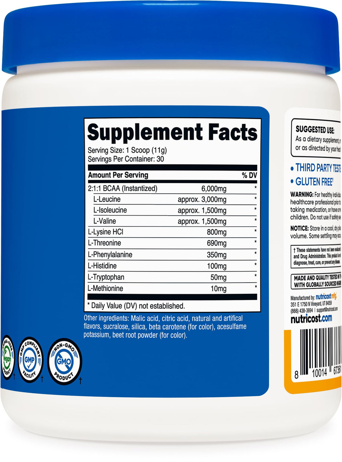 Nutricost EAA Powder Peach Mango – 30 Servings | Essential Amino Acids BritishVita | Premium UK Vitamins & Wellness Supplements