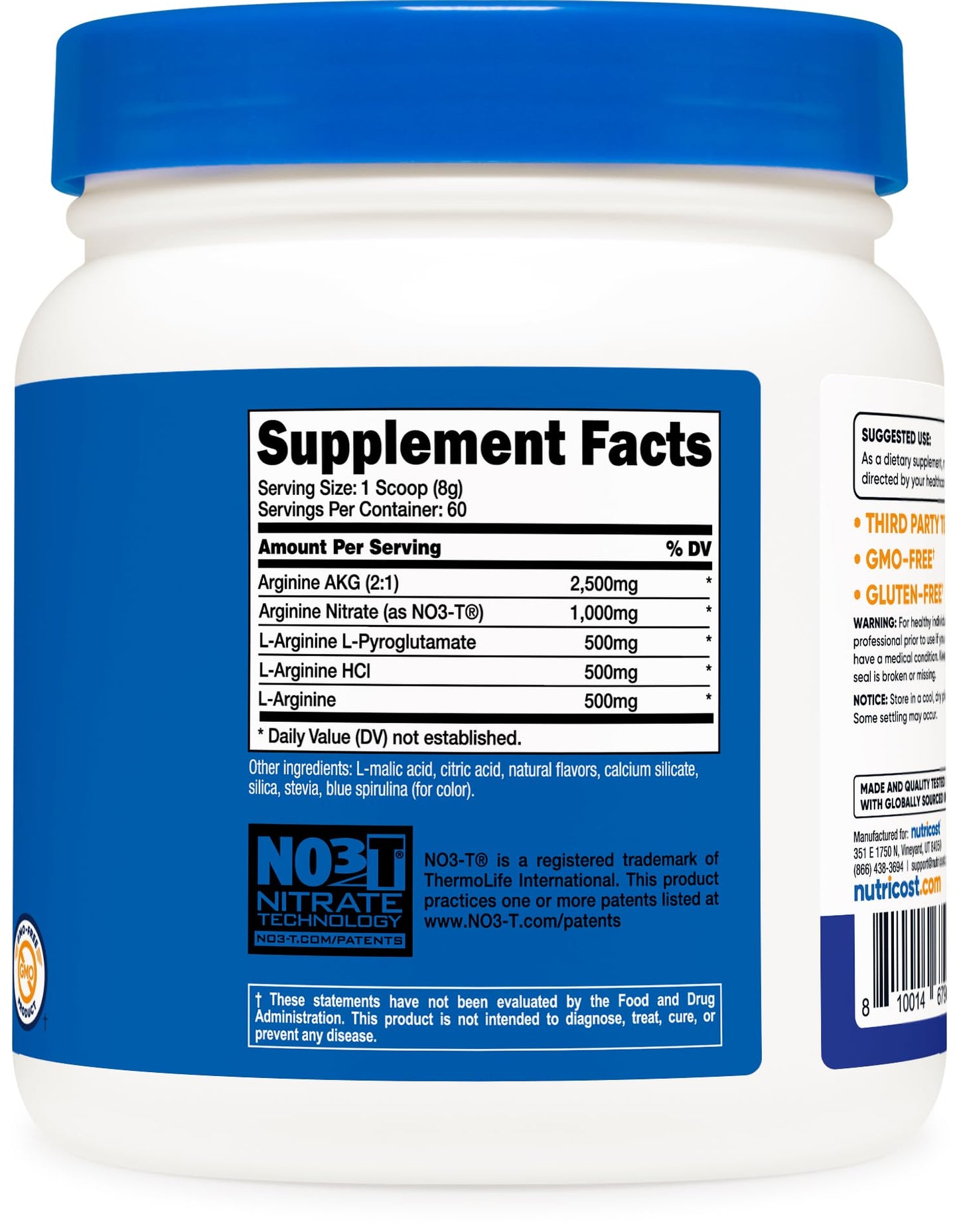 Nutricost L-Arginine Complex (Blue Raspberry, 60 Servings) - Gluten Free, Non-GMO