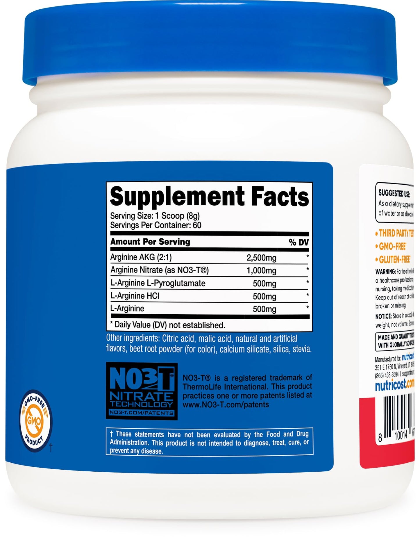 Nutricost L-Arginine Complex (Fruit Punch, 60 Servings) - Gluten Free, Non-GMO