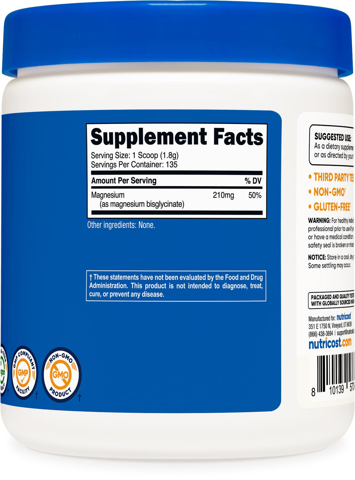Nutricost Magnesium Bisglycinate Powder (Unflavored, 250g) – Non-GMO, Vegan BritishVita | Premium UK Vitamins & Wellness Supplements