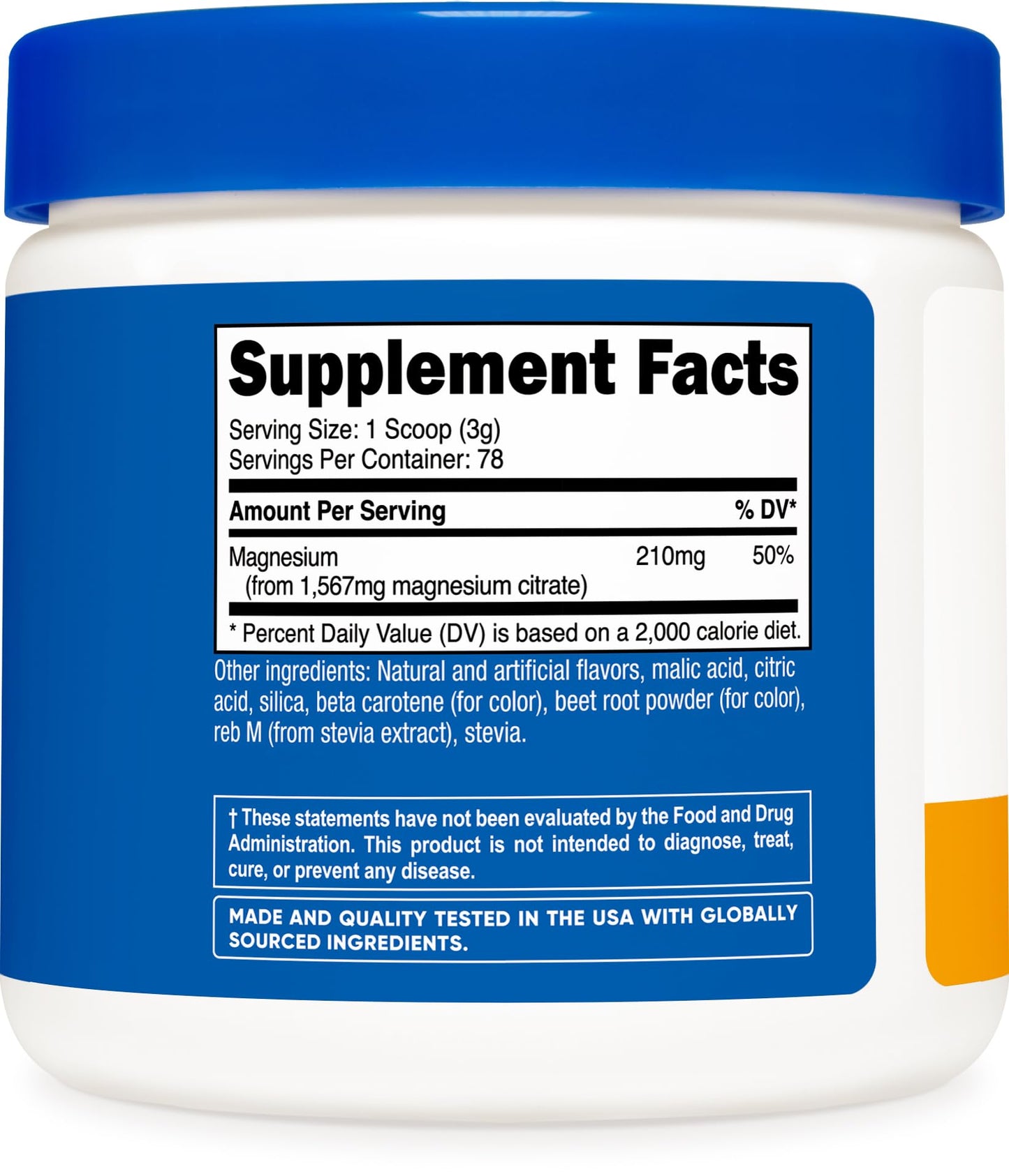 Nutricost Magnesium Citrate Powder – Peach Mango 250g | Non-GMO & Gluten Free