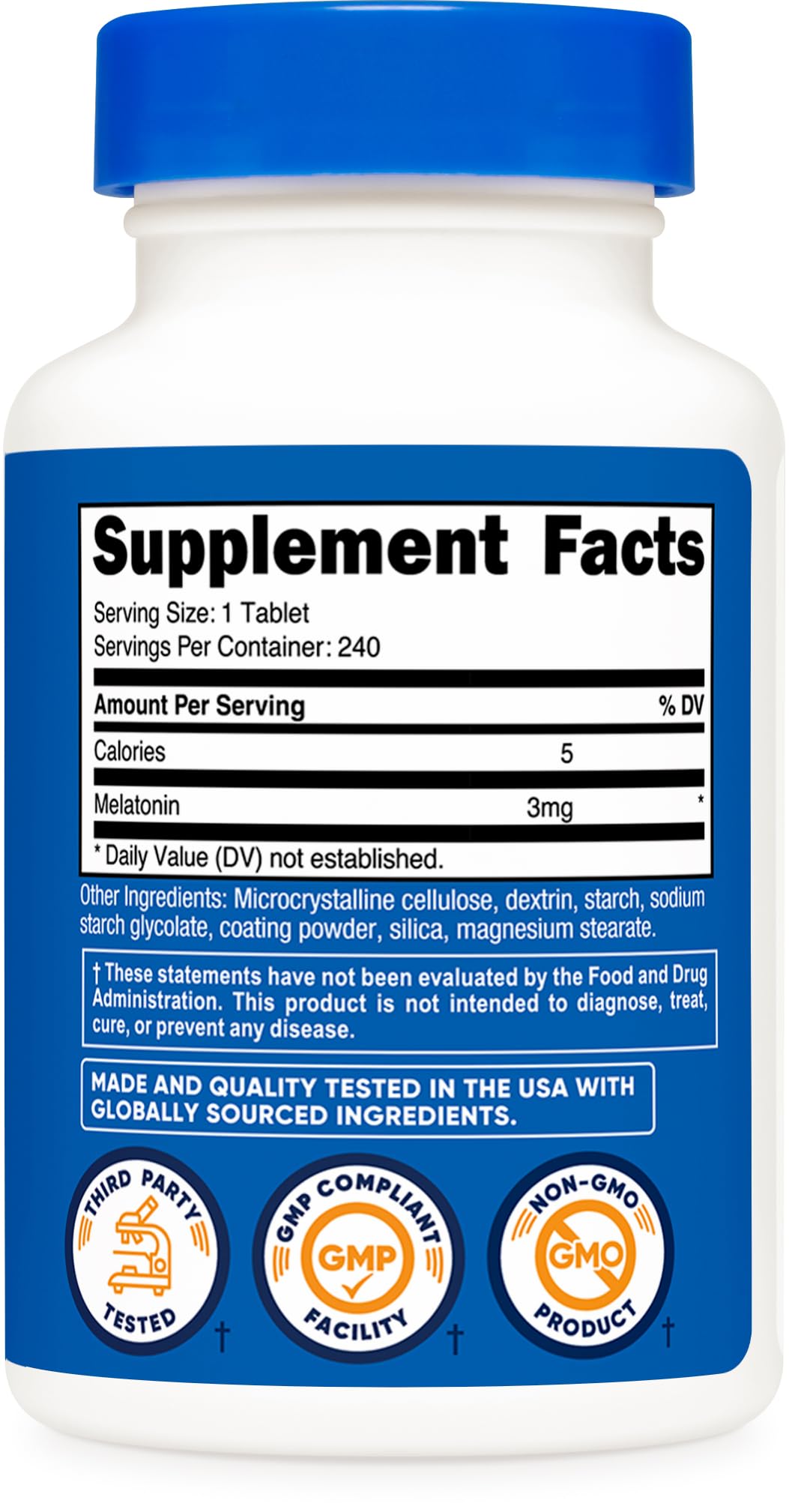 Nutricost Melatonin 3mg, 240 Tablets - Non-GMO, Gluten Free