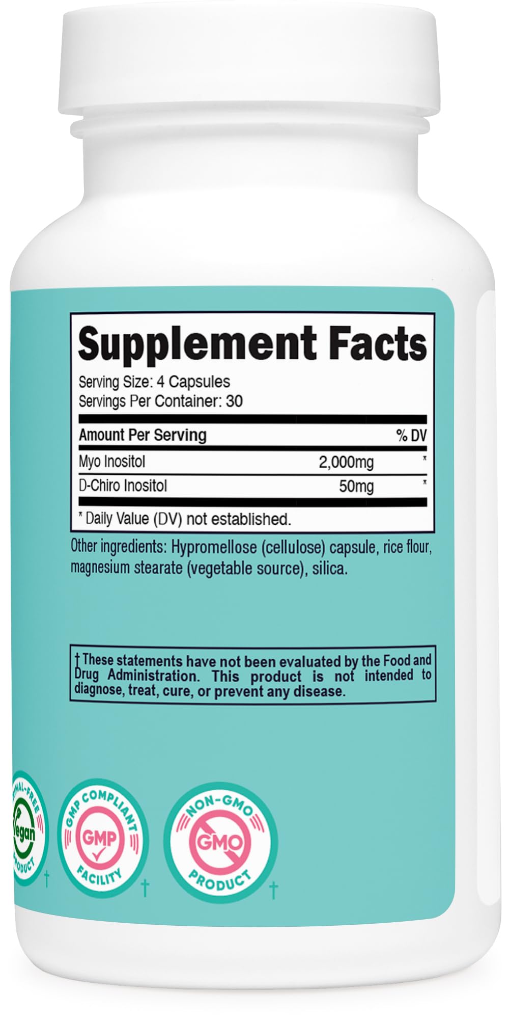 Nutricost Myo Inositol & D-Chiro Inositol 2000mg – 120 Veggie Capsules for Women