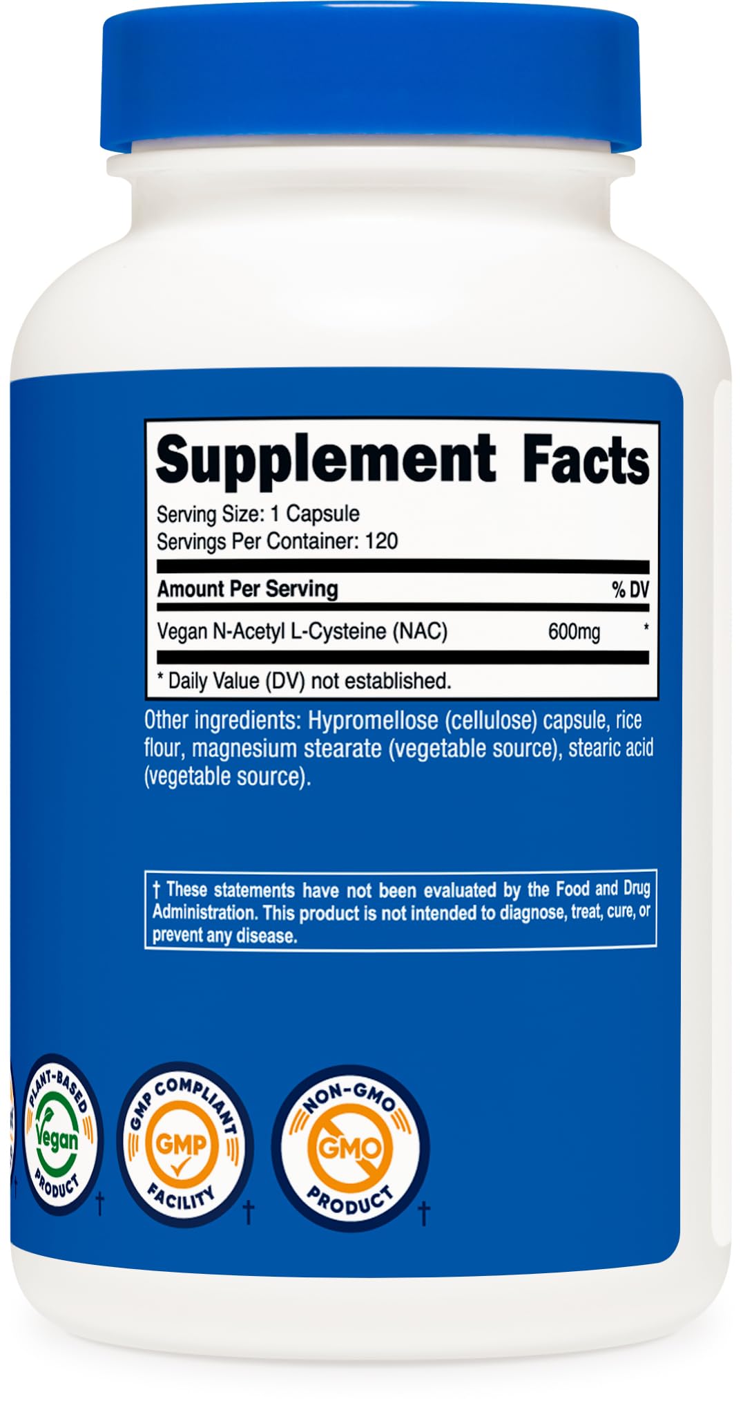 Nutricost N-Acetyl L-Cysteine (NAC) 600mg - 120 Vegan Capsules | Non-GMO, Gluten Free