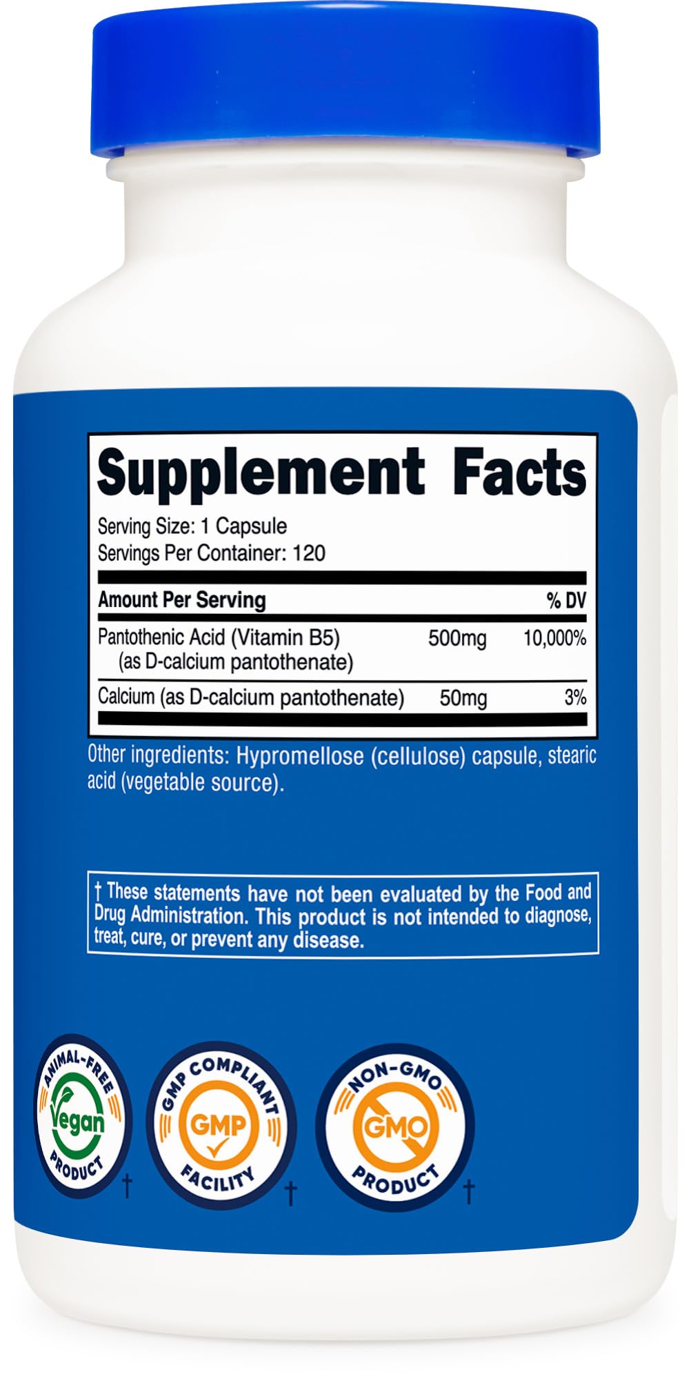 Nutricost Pantothenic Acid (Vitamin B5) 500mg, 120 Capsules | Non-GMO & Gluten Free