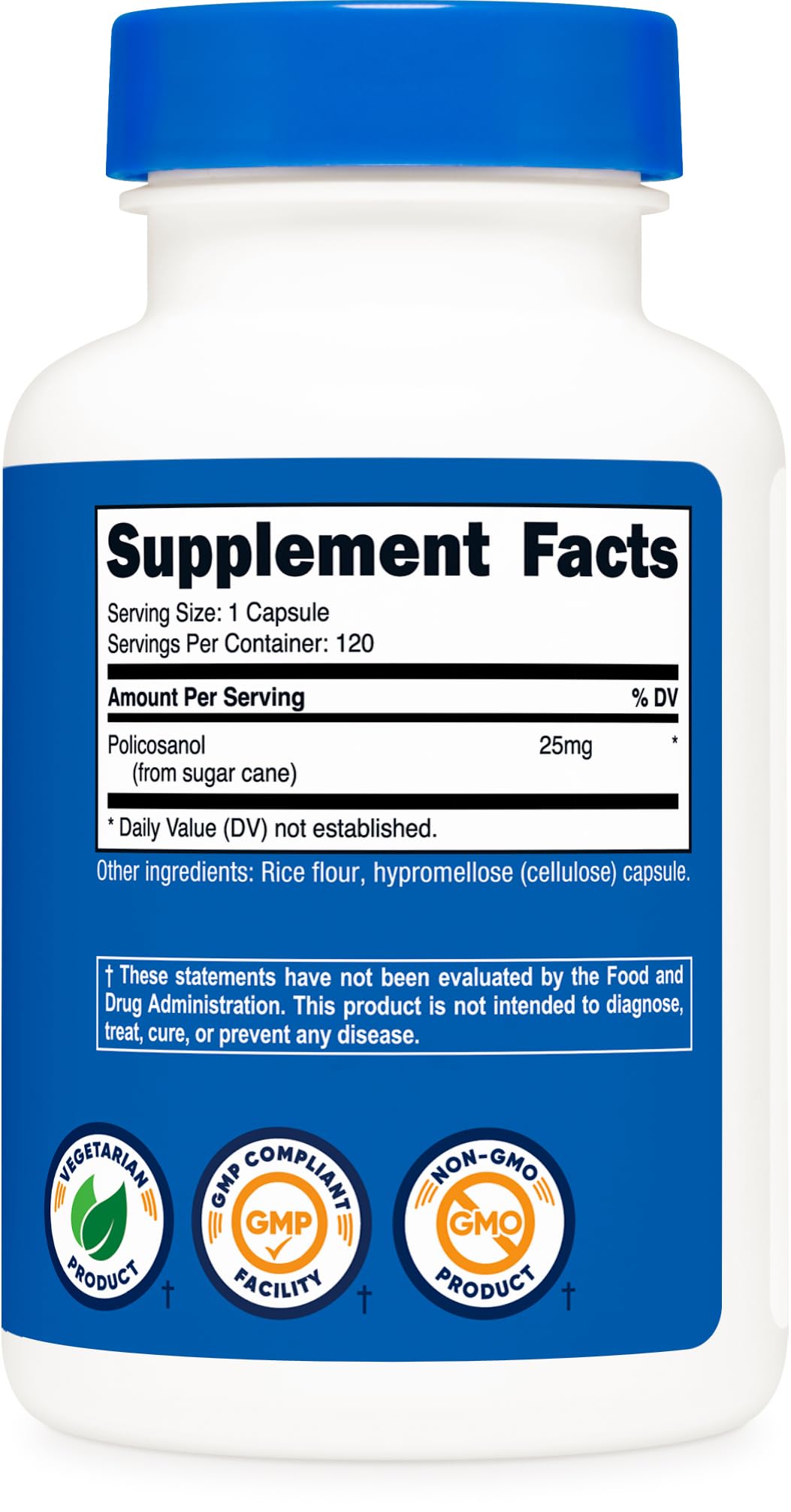 Nutricost Policosanol 25mg - 120 Capsules | Gluten Free, Non-GMO, Vegetarian