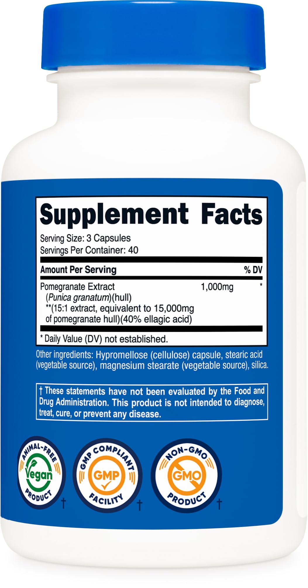Nutricost Pomegranate Extract (15000 mg Equivalent) 120 Capsules - 40 Servings