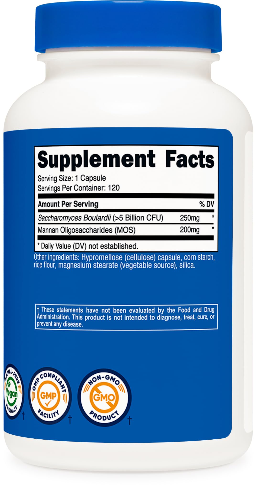 Nutricost Saccharomyces Boulardii + MOS – 5B CFU, 120 Servings