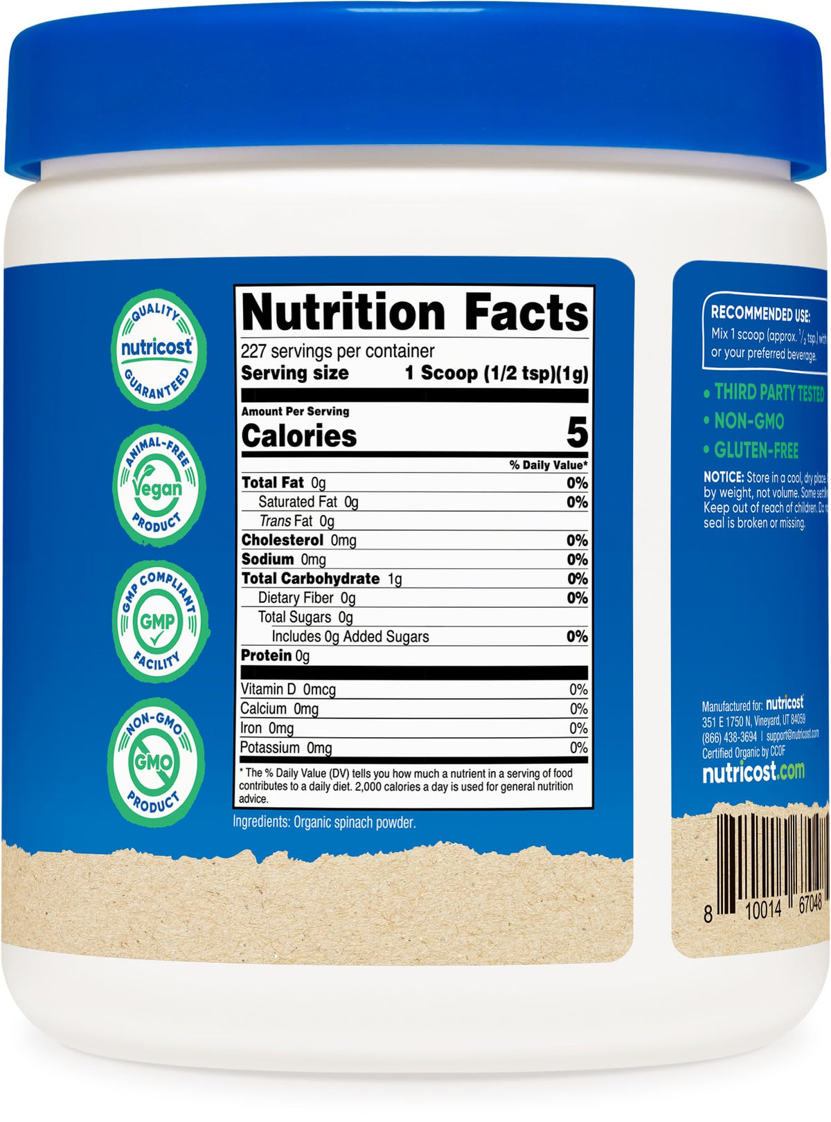 Nutricost Organic Spinach Powder 8oz – USDA Organic, Non-GMO, 56 Servings BritishVita | Premium UK Vitamins & Wellness Supplements