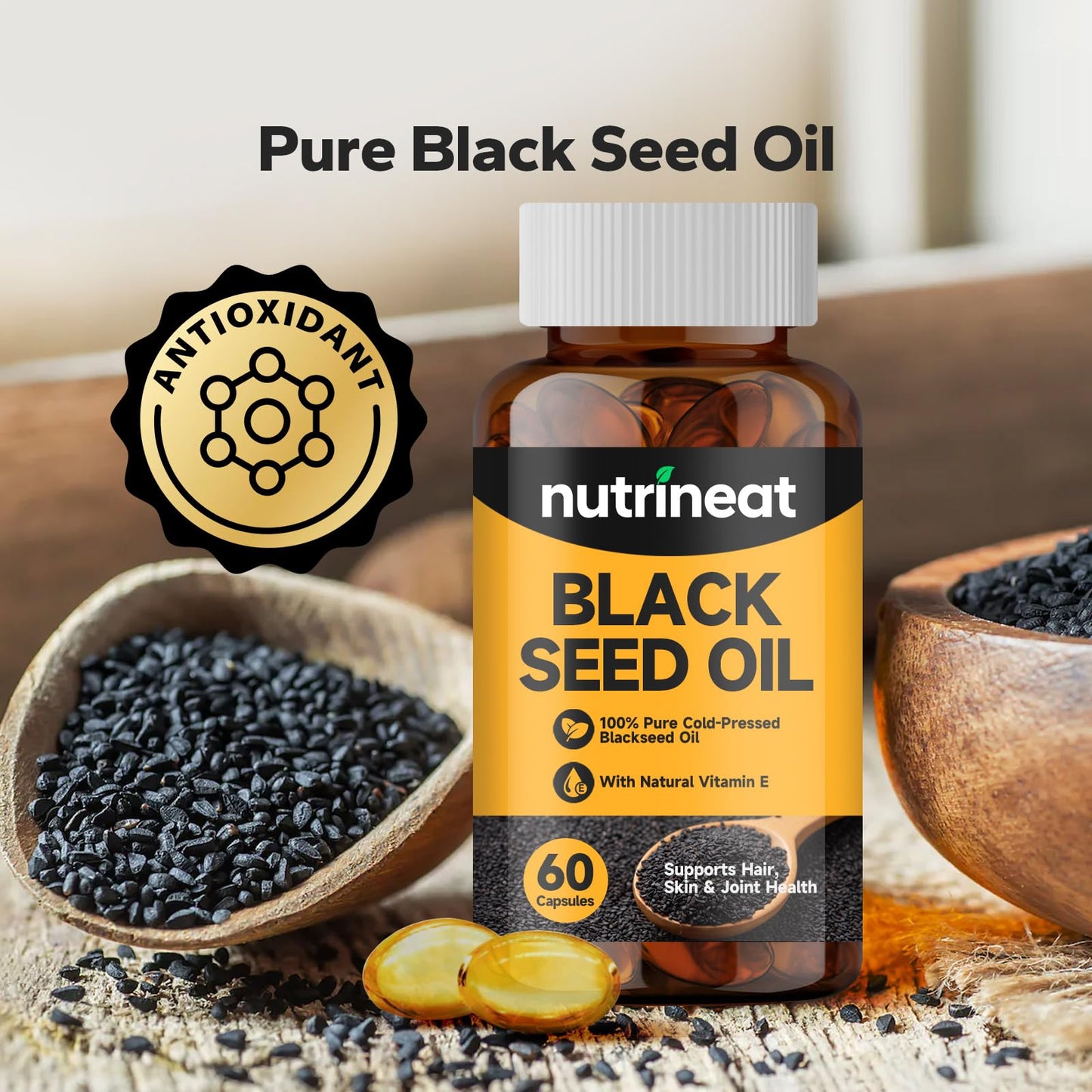 NutriNeat Black Seed Oil Capsules Organic Cold Pressed with Vitamin E