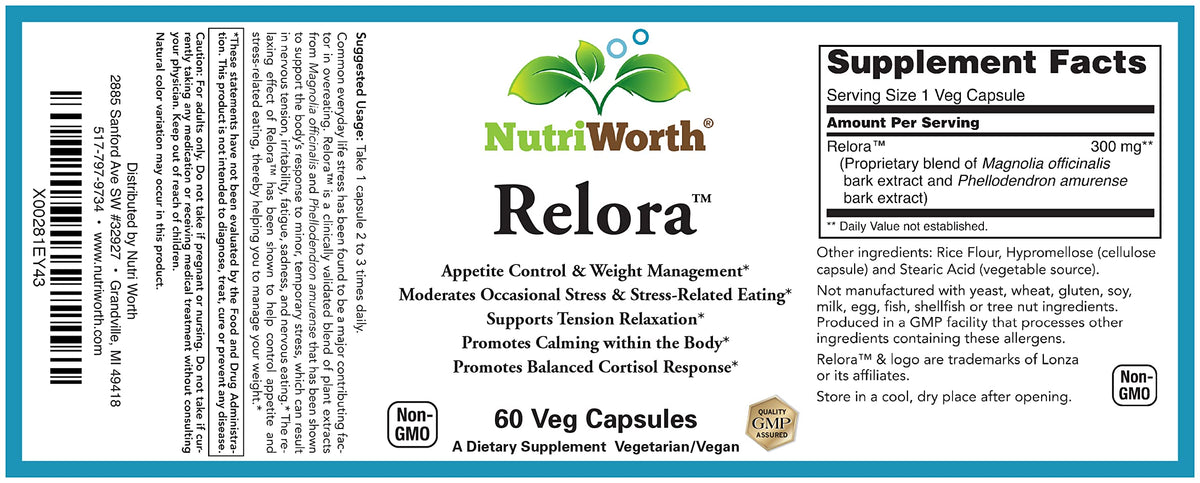 NutriWorth Relora - Stress & Weight Management Supplement. 300MG Vegetable Capsules - 60 Servings per Bottle BritishVita | Premium UK Vitamins & Wellness Supplements