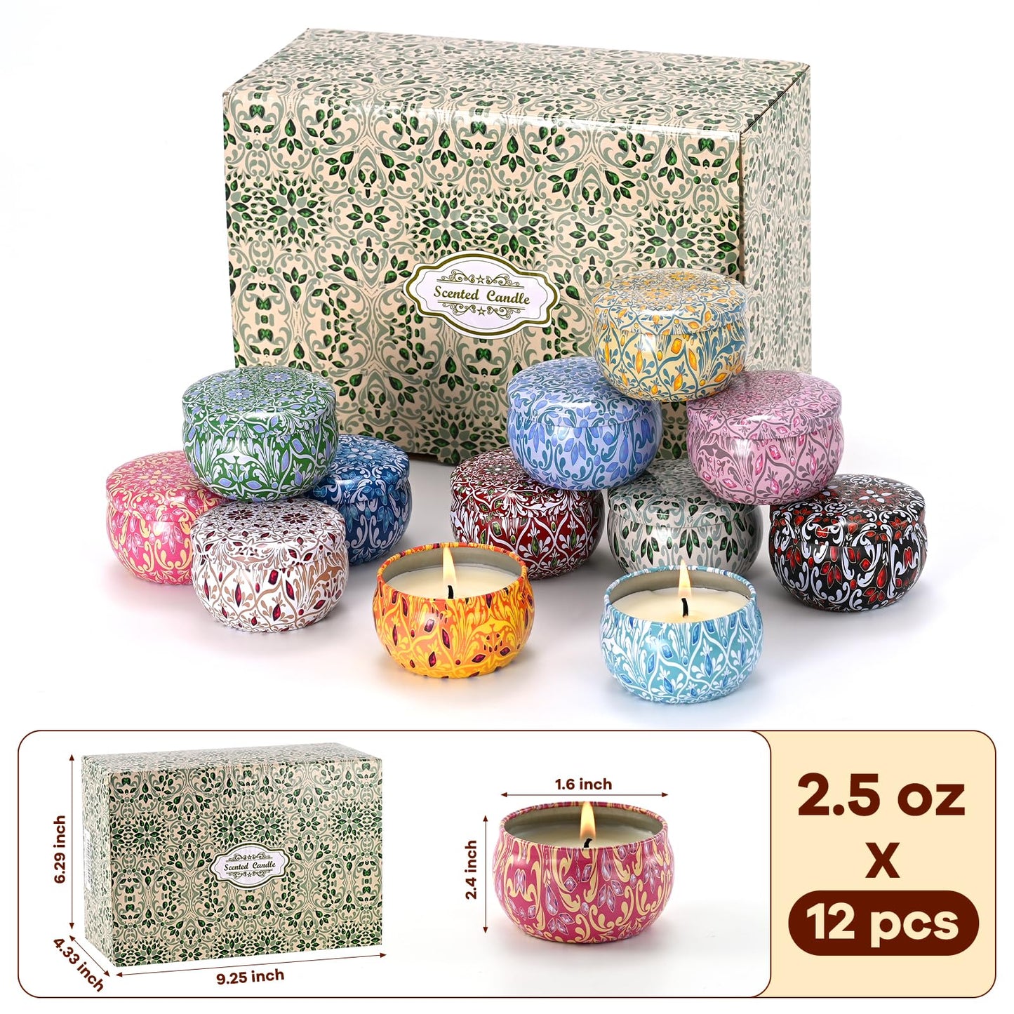 Obisesio 12-Pack Scented Soy Candles | Aromatherapy Gift