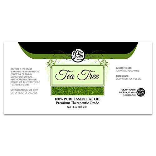 Oil of Youth Tea Tree Essential Oil – 4 oz Therapeutic Grade with Dropper