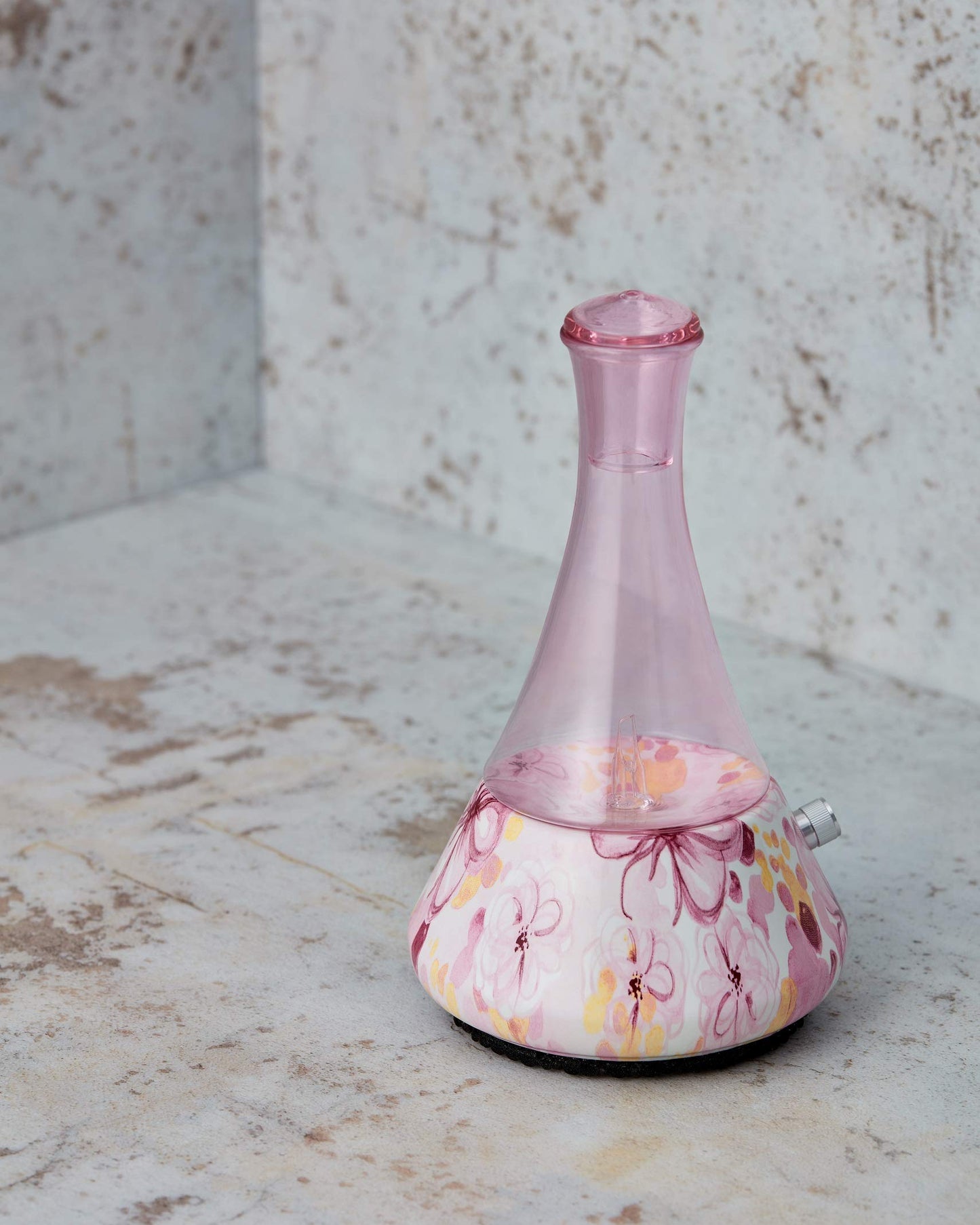 Organic Aromas Opulence Nebulizing Diffuser – Pink Floral Ceramic Base, No Heat, No Water, No Plastic