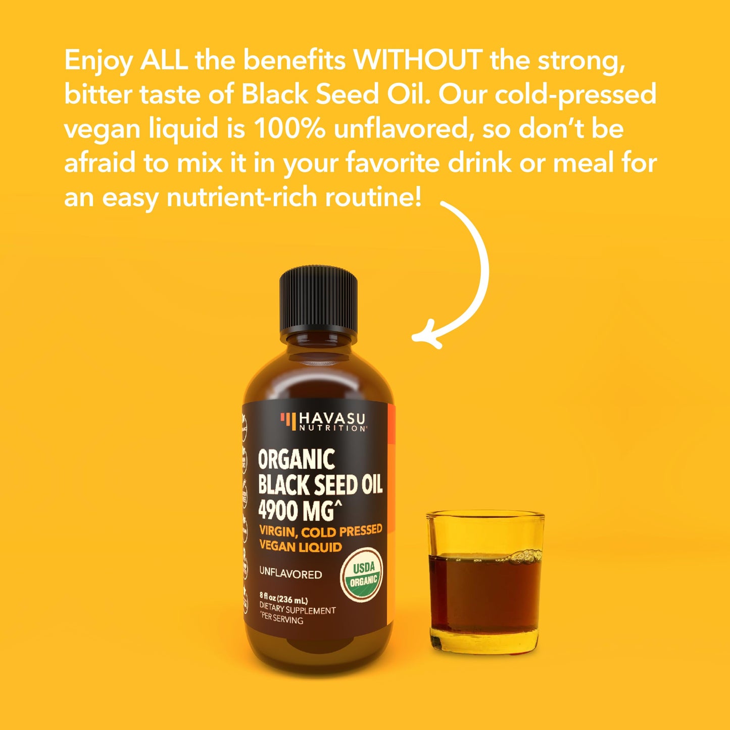 Organic Black Seed Oil – Cold-Pressed, 8 oz – Unflavored, Non-GMO, Vegan