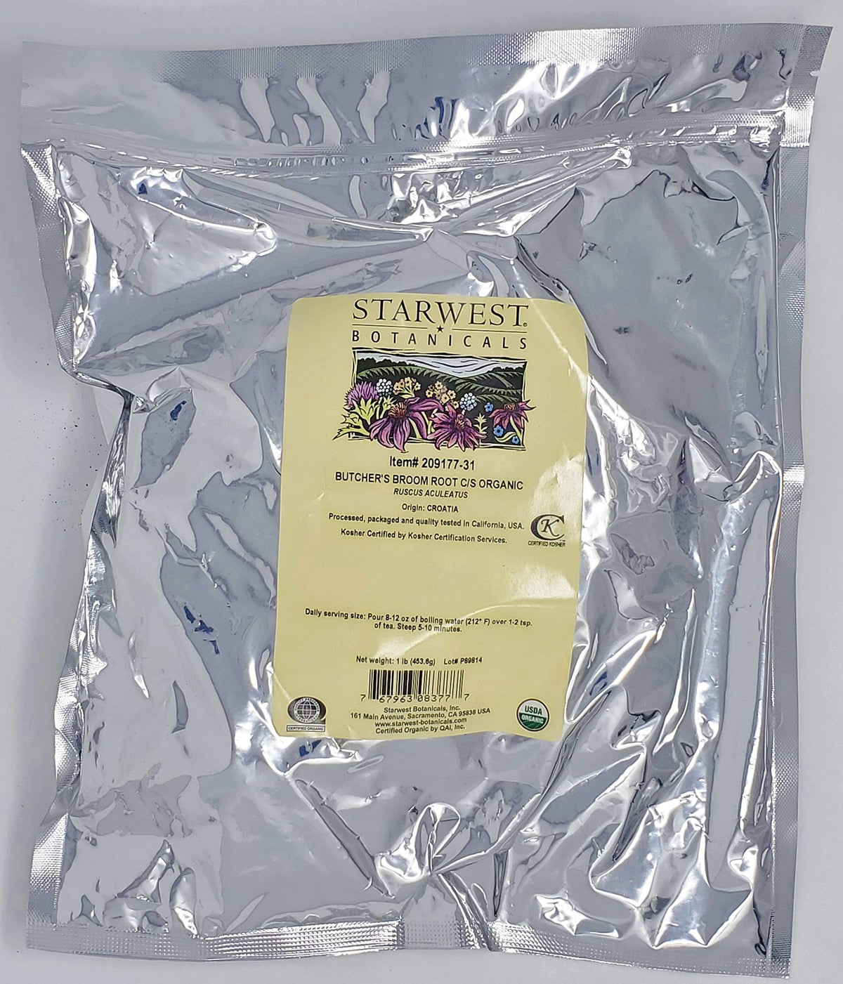 Organic Butchers Broom Root C/S – 1 lb BritishVita | Premium UK Vitamins & Wellness Supplements