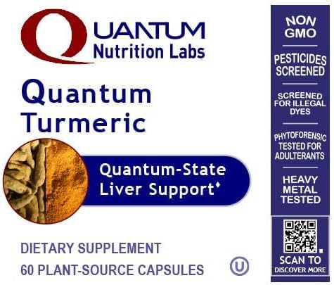 Quantum Nutrition Labs Turmeric - 500 mg Turmeric Capsules | Curcumin Supplement for Liver Support | 60 Vegetarian Capsules