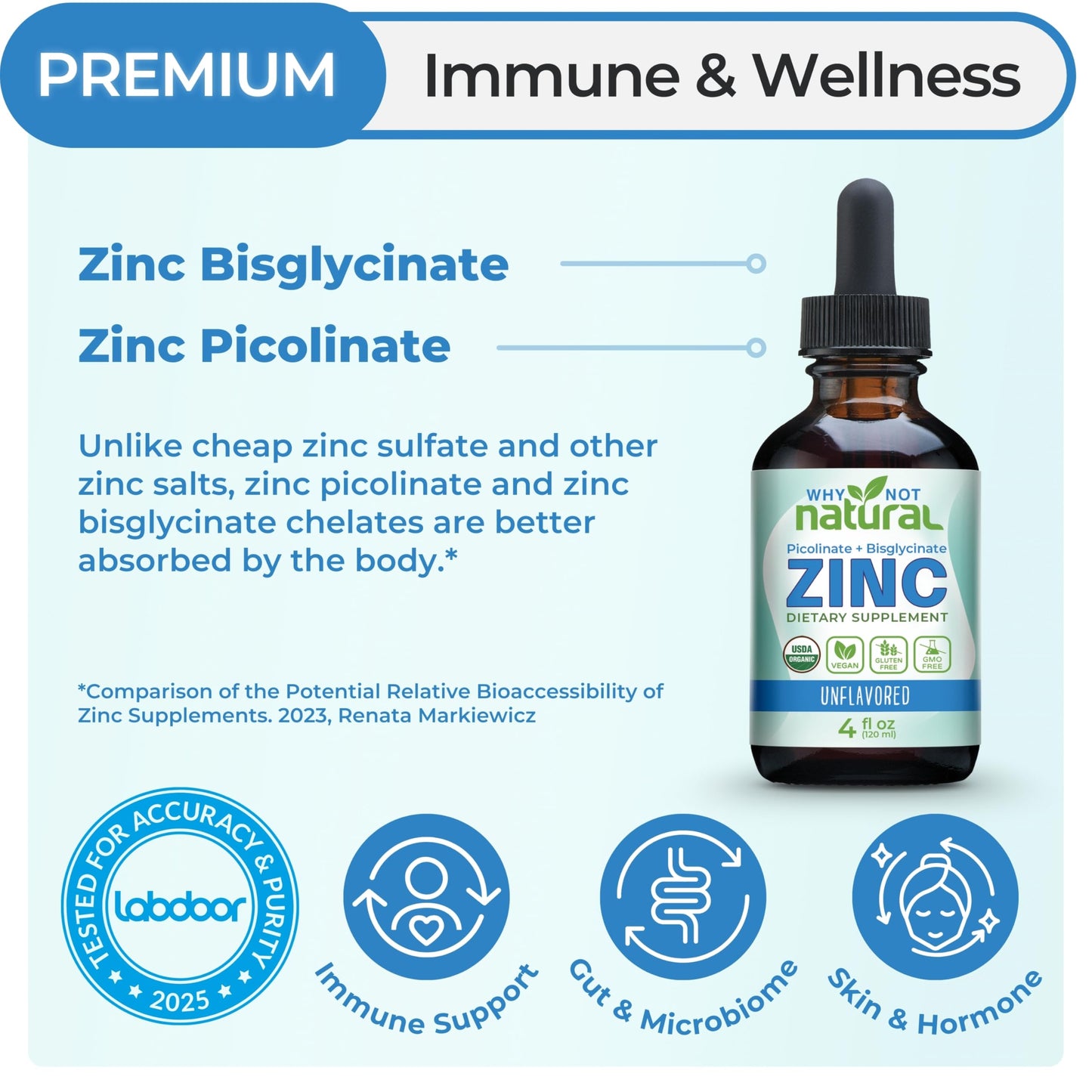 Organic Liquid Zinc Drops – Chelated Picolinate & Bisglycinate (Vegan)