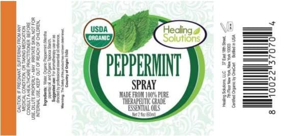 Healing Solutions Organic Peppermint Spray – 2 oz | USDA Organic Essential Oil Mist