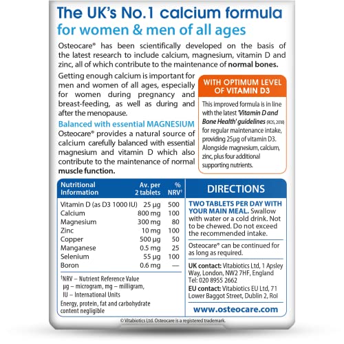 Osteocare Original Bone Health Formula, 0.187 kg – Calcium & Vitamin D Supplement