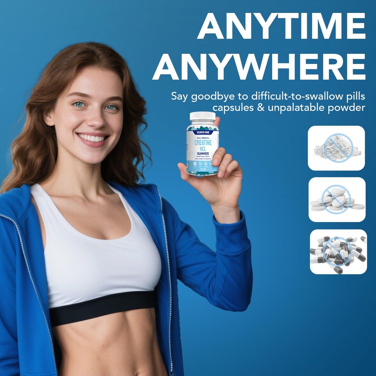Ourui One Creatine HCL Gummies 2000mg – Fast Absorbing for Strength & Recovery