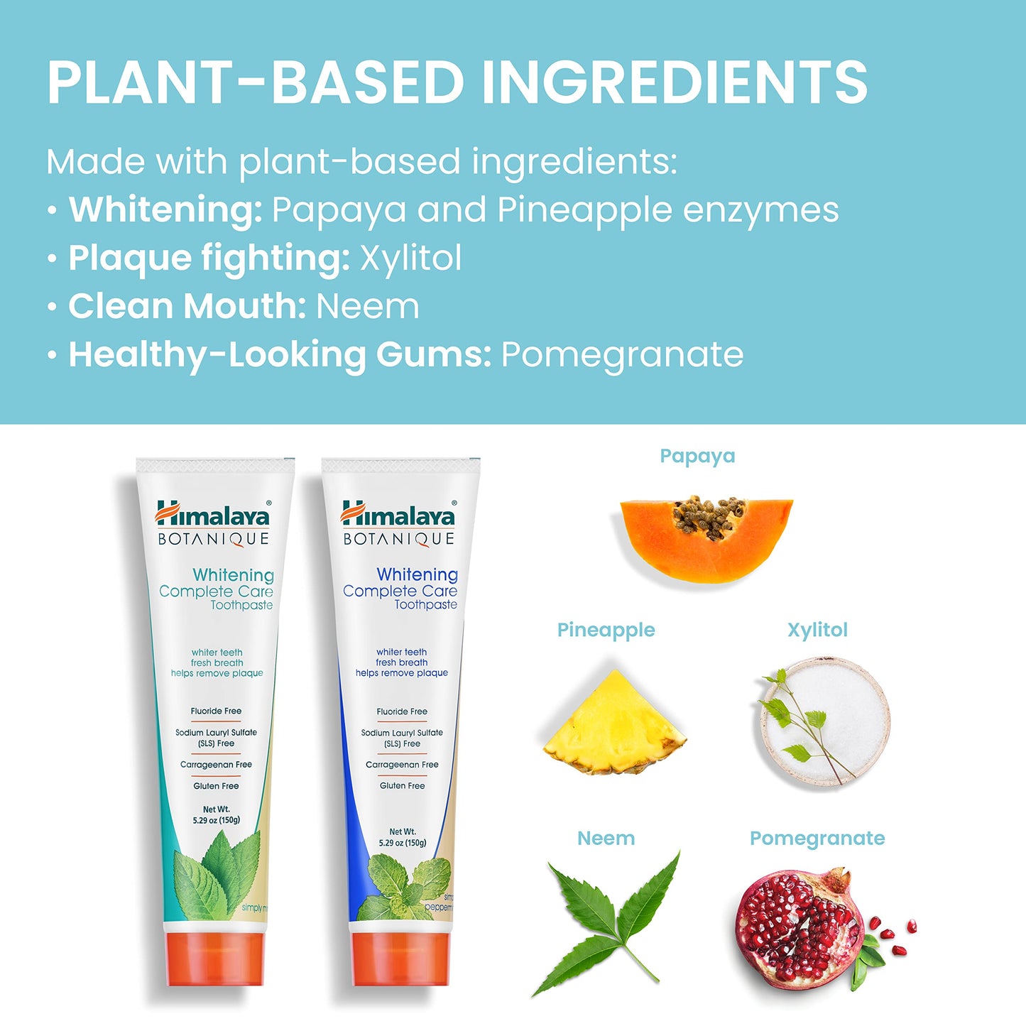 Himalaya Botanique Whitening Complete Care Toothpaste – Mint & Peppermint, Fluoride-Free