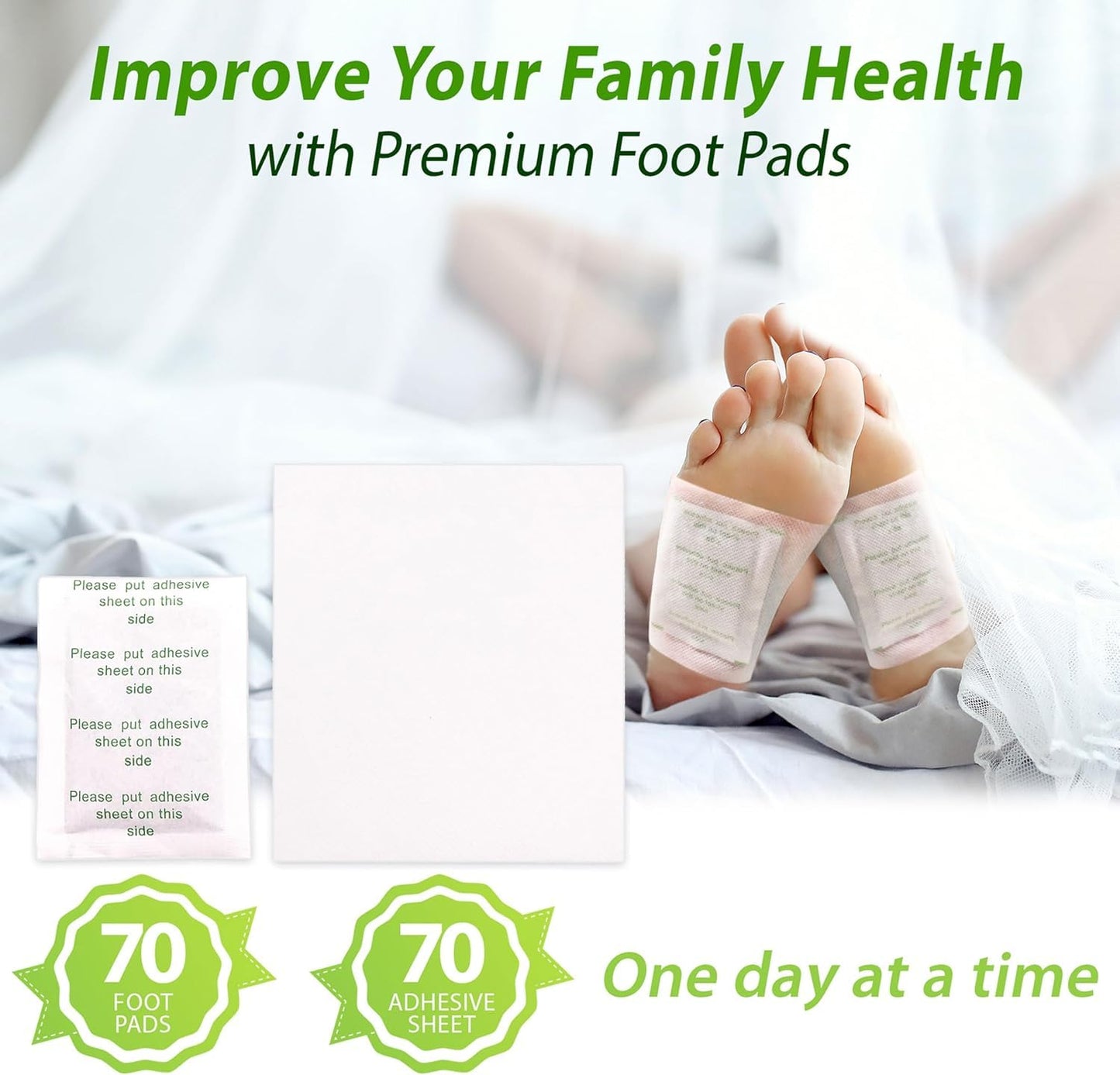 Natural Bamboo Charcoal Foot Pads (70 Pack) – Wormwood Sleep Aid & Stress Relief