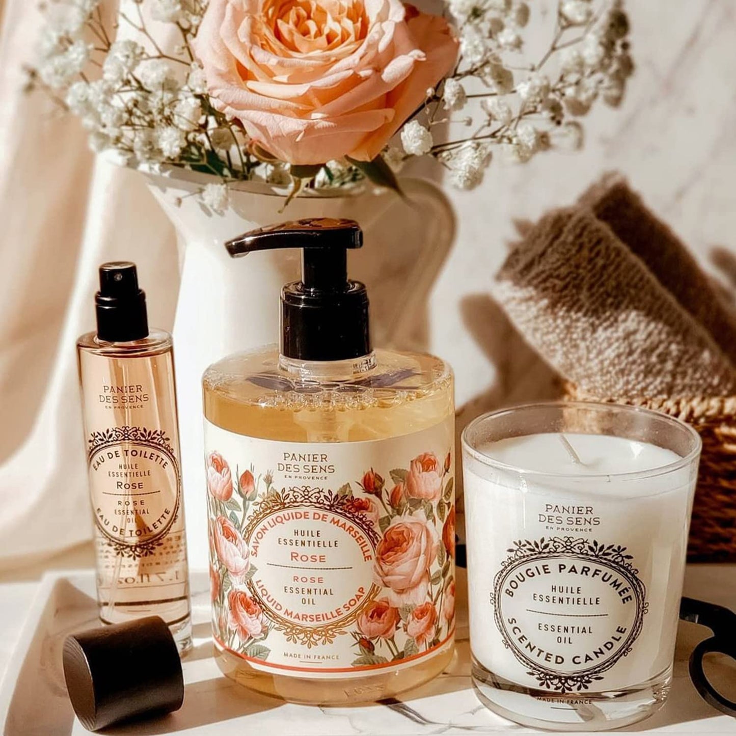 Panier des Sens Rose Candle – Hand-Poured in Provence, 55h Burn Time
