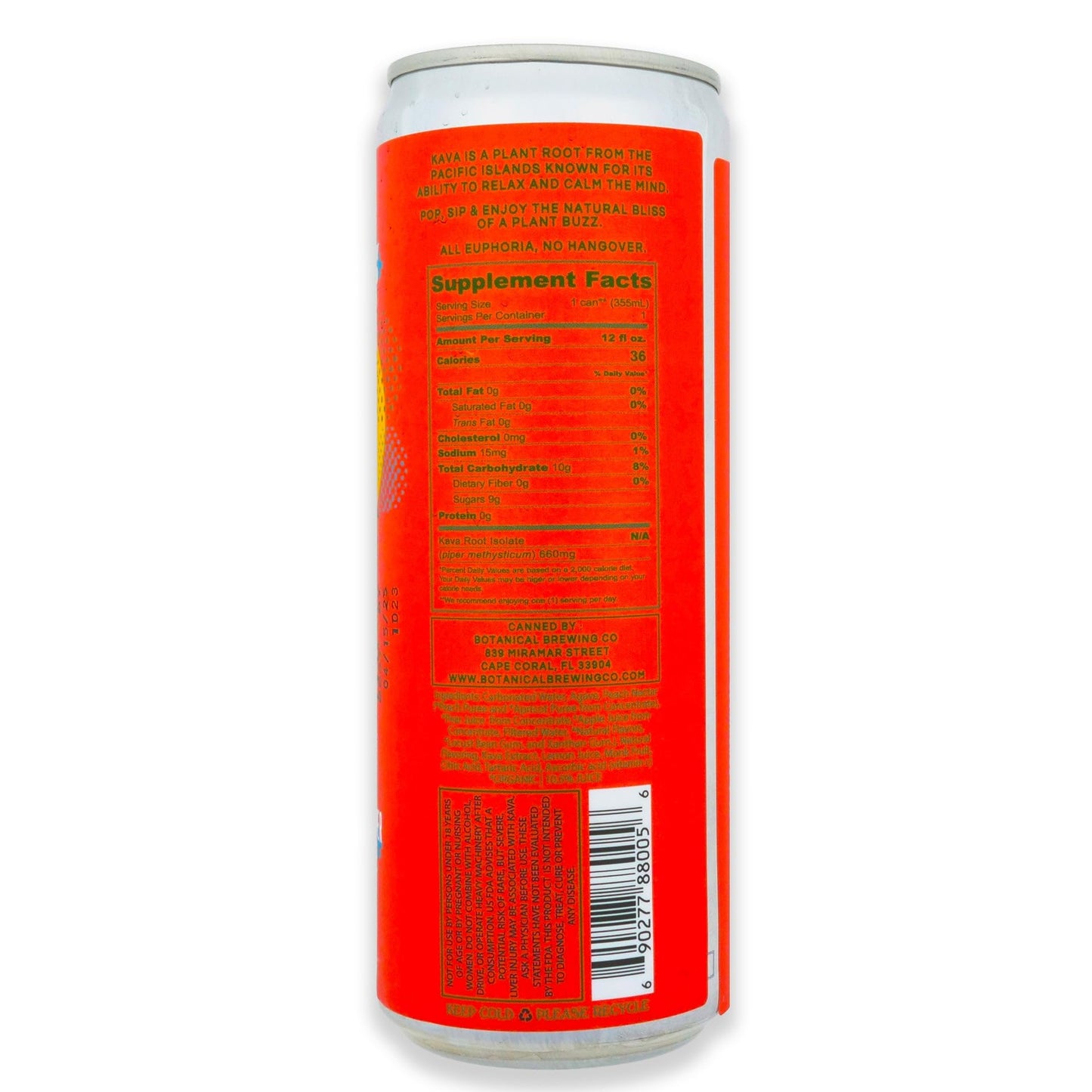 Peach on the Beach Kava Seltzer – Gluten-Free, Vegan, Low-Calorie | 12 oz Cans (4-Pack)