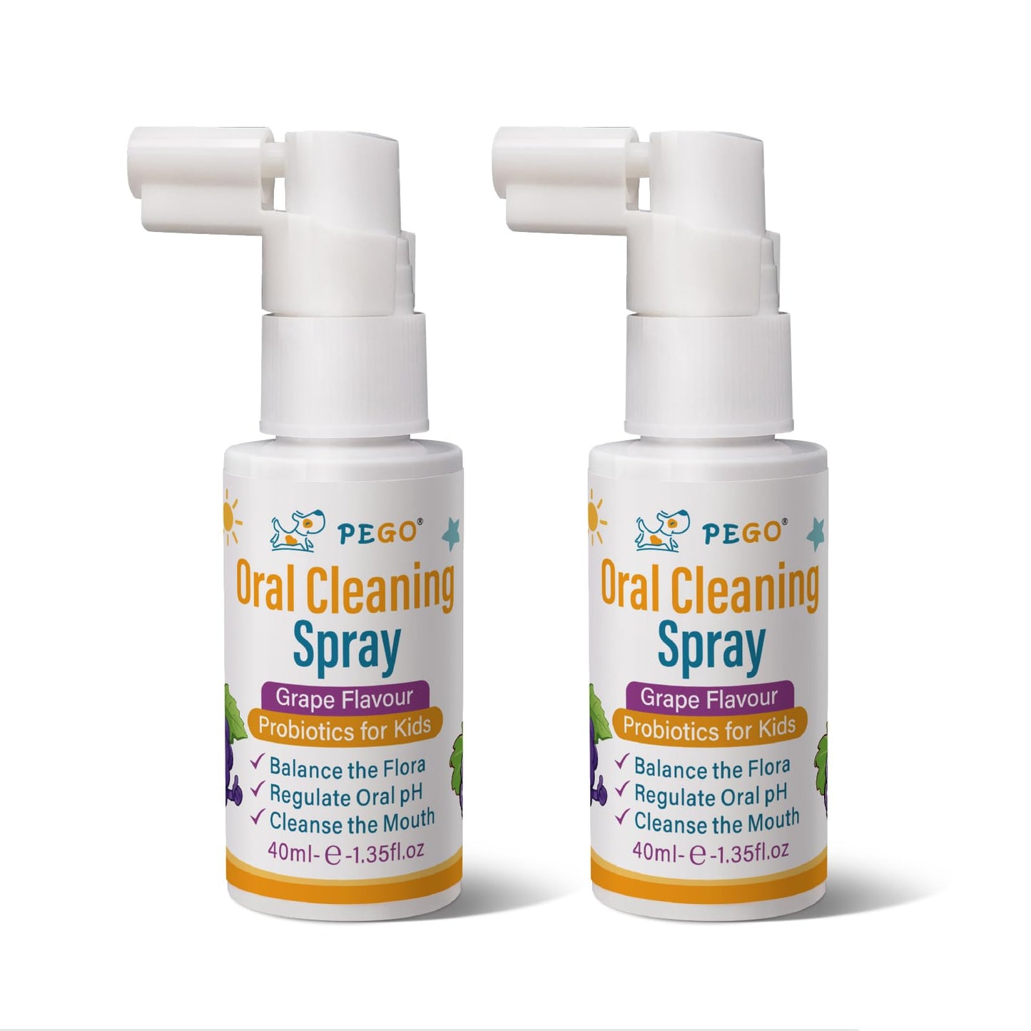 PEGO Kids Oral Spray – Fluoride Free Toddler Care (40ml×2, Grape)
