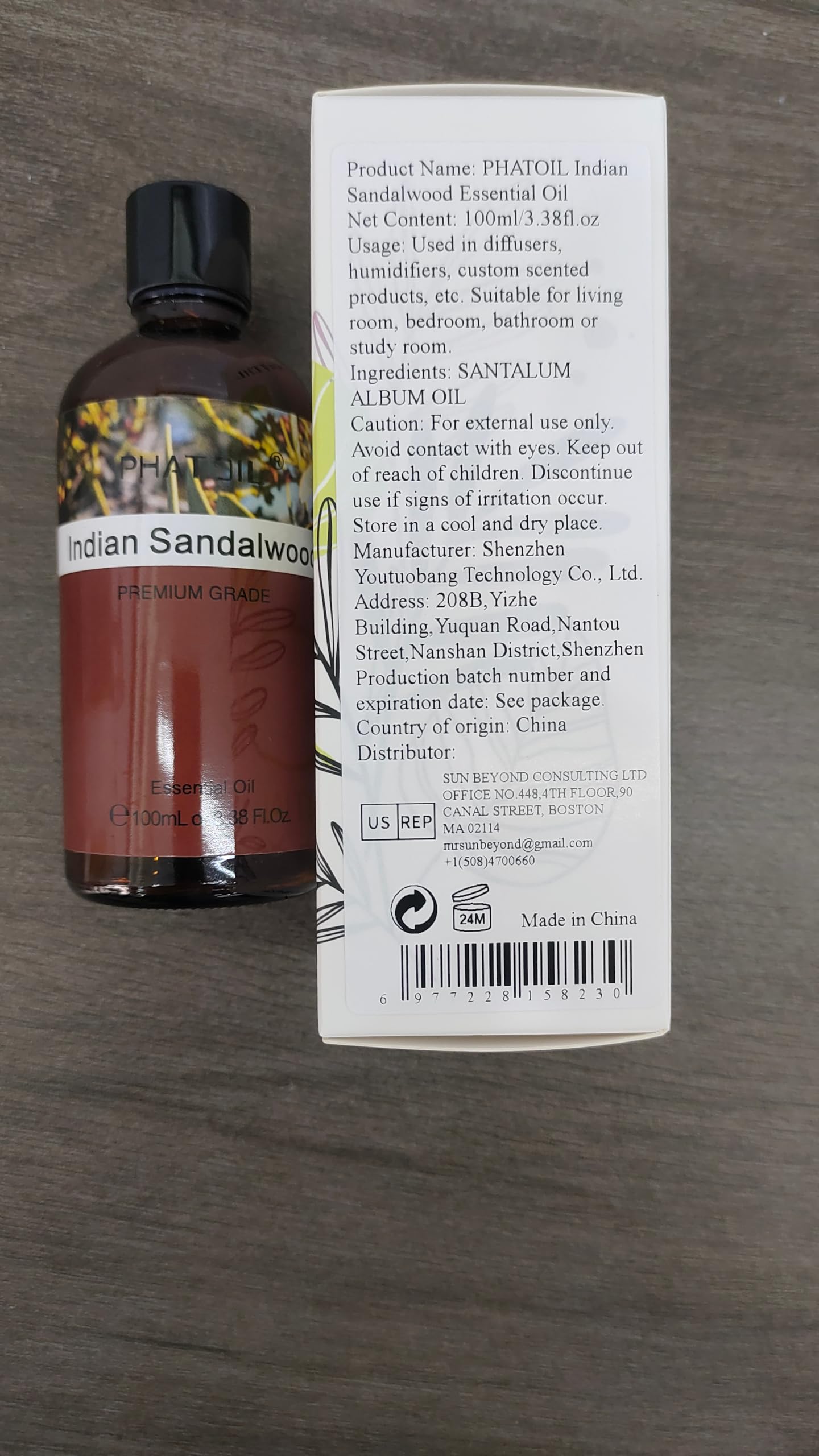 PHATOIL Indian Sandalwood Essential Oil - Pure 100ml for Hair & Skin