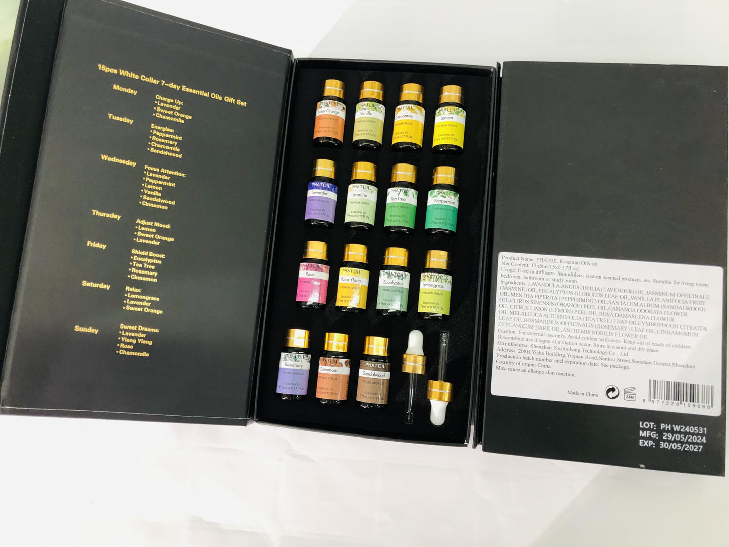 PHATOIL Essential Oils Gift Set 15x5ml | Aromatherapy for Diffuser, Skin & Hair