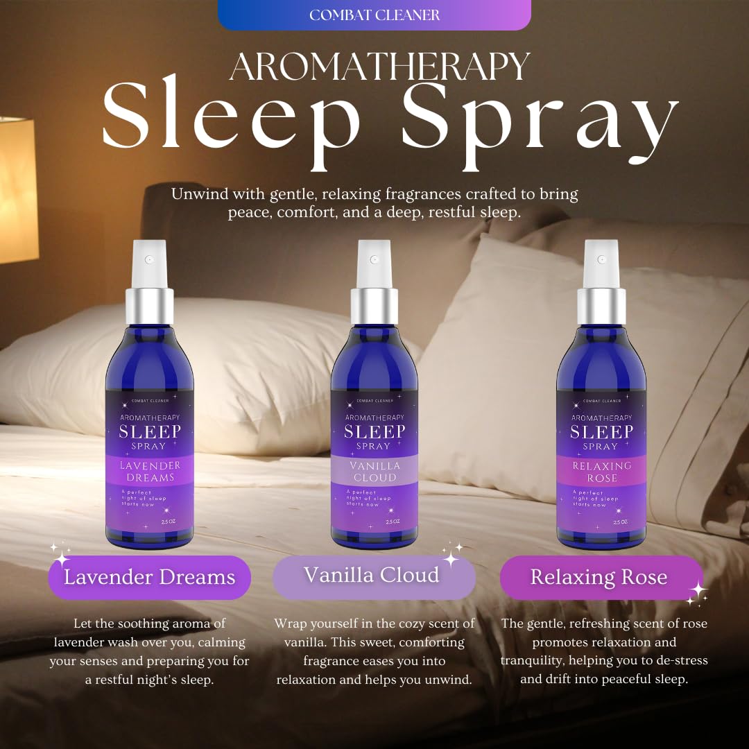 Pillow Sleep Spray Mist for Deep Sleep – Lavender, Vanilla & Rose (Pack of 3) | Combat Cleaner