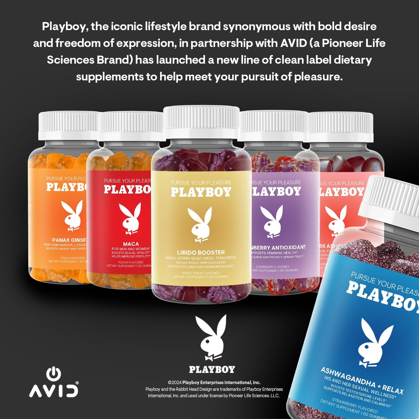 Playboy Ashwagandha + Relax Gummies – 60 Count Strawberry, Vegan, Non-GMO