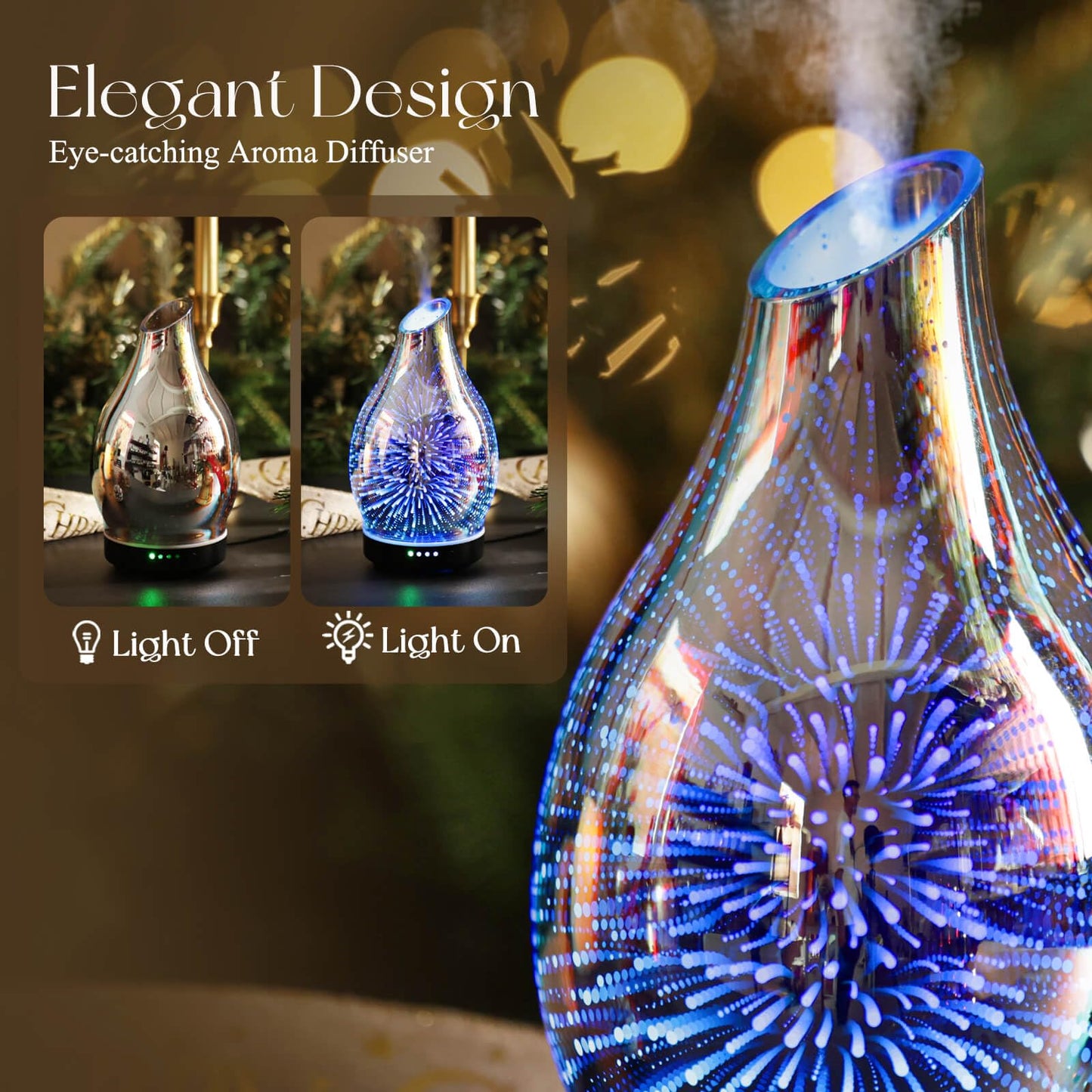 Porseme 150ml Glass Essential Oil Diffuser – 7-Color LED, Auto-Off, Ultrasonic Mist