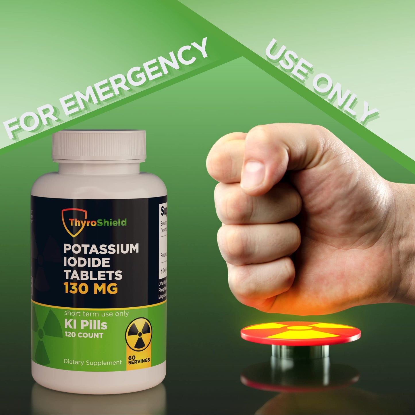 Potassium Iodide Tablets 130 mg | 120ct Iodine Tablets for Radiation Exposure - Potassium Iodine Pills - YODO Naciente - KI Pills - Made in USA - ThyroShield