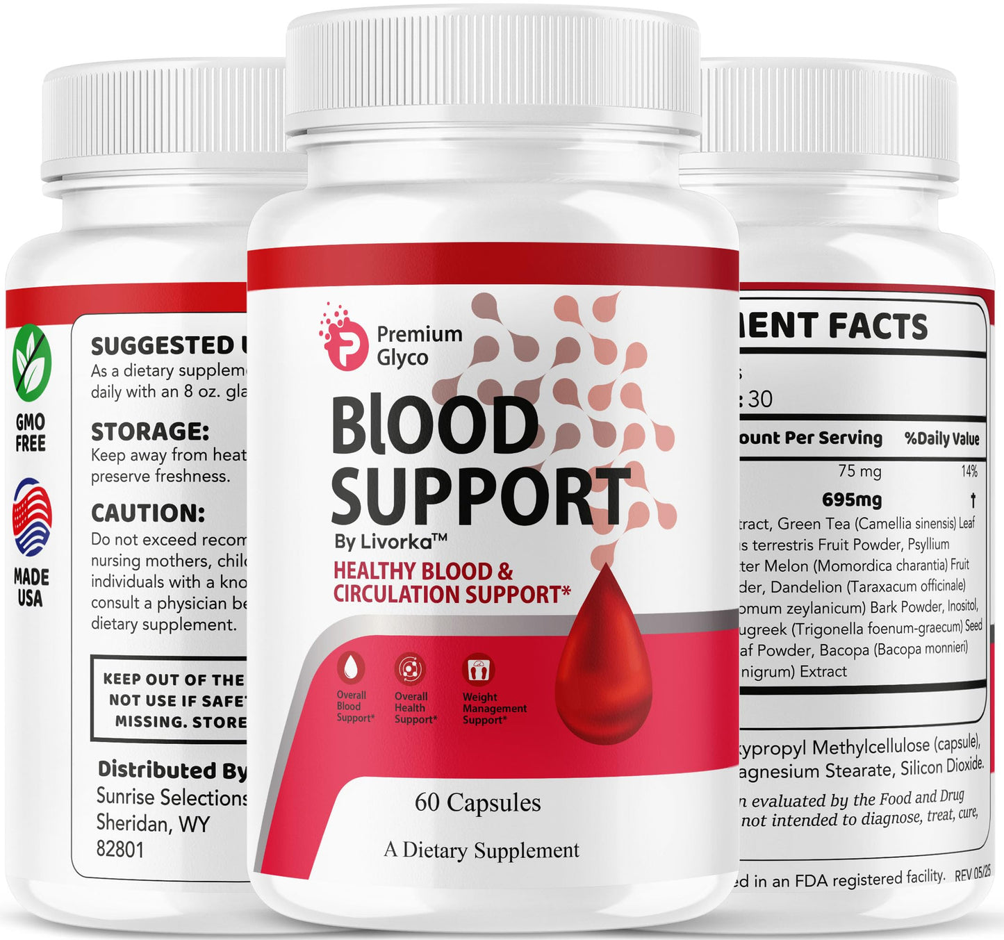 (2 Pack) Premium Glyco Capsules - Official PremiumGlyco Blood Support, 120 Capsules
