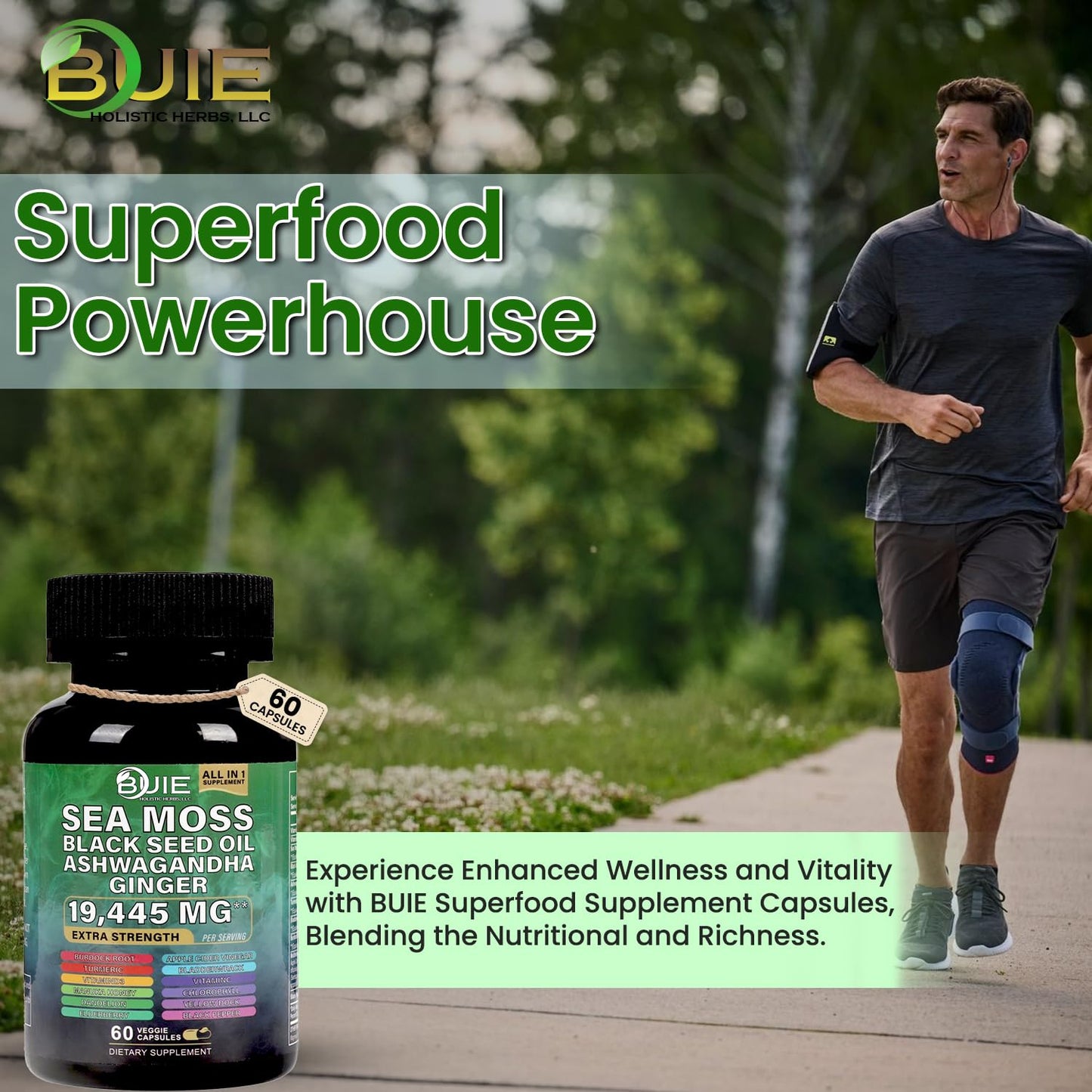 Sea Moss Capsules Ginger - 60 Caps | Energy, Immunity & Skin Health | Vegan & Non-GMO