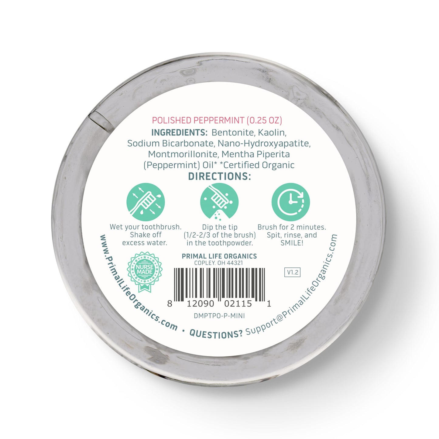 Primal Life Organics Dirty Mouth Toothpowder – Organic Vegan Peppermint 0.25 oz