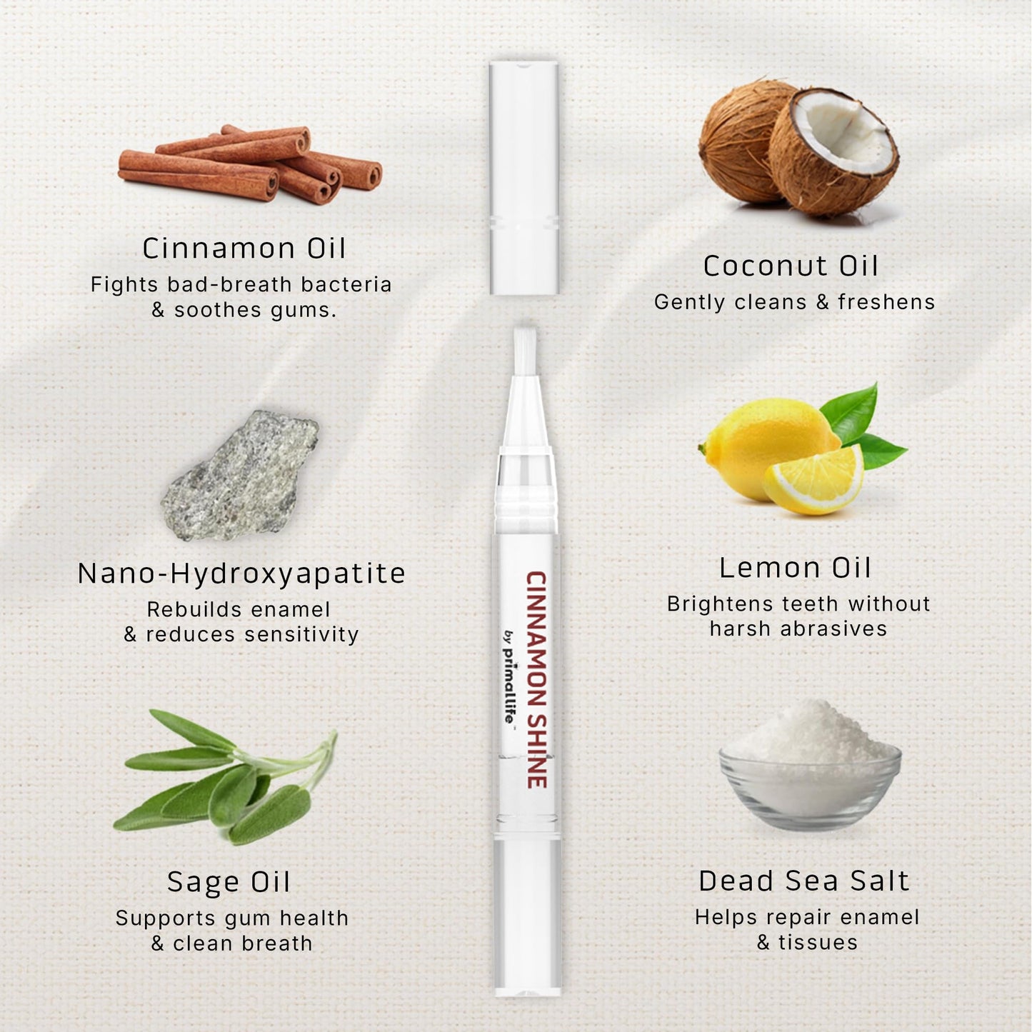 Primal Life Organics Real White Teeth Whitening Pens – All-Natural, Peroxide-Free, Cinnamon (3 Pack)