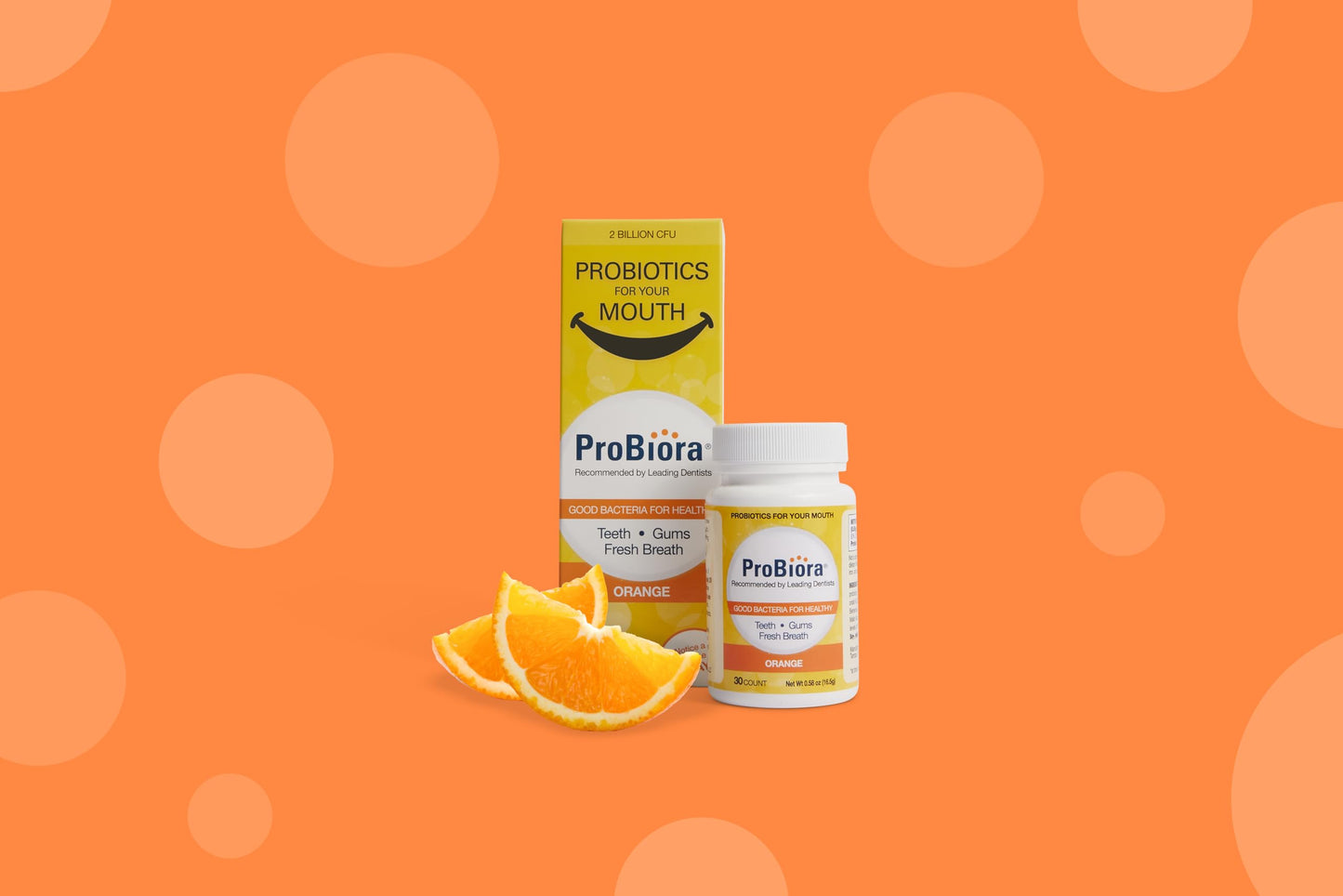 ProBiora Oral-Care Probiotic Tablets – 2 x 30-Count Orange Flavor for Fresh Breath, Whiter Teeth