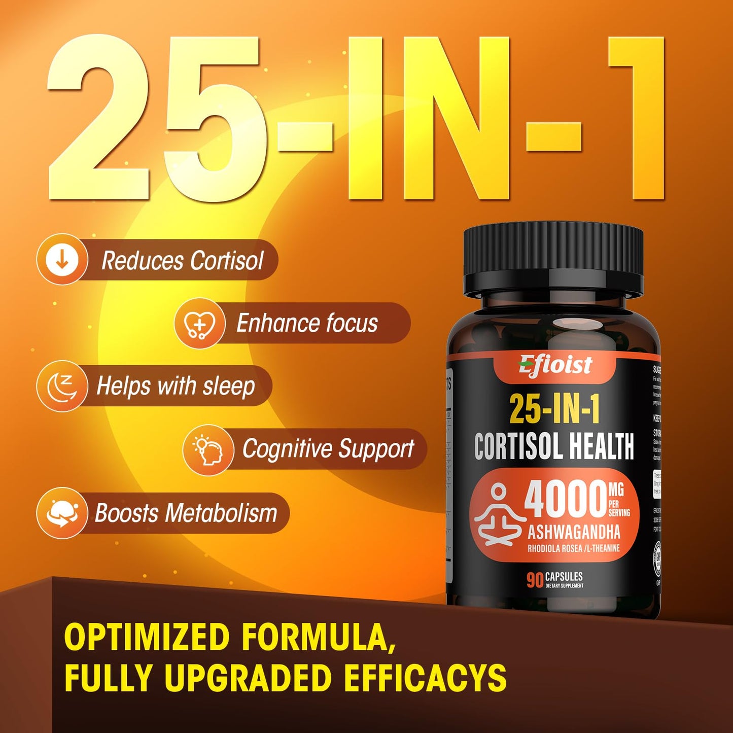 Cortisol Supplement for Women – 25-in-1 Reducer | 90 Capsules