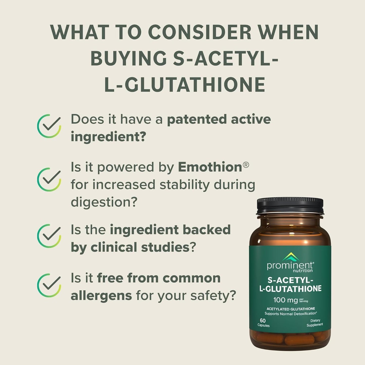 Prominent Nutrition S-Acetyl L-Glutathione Supplement - Liver Detox & Antioxidant Support | Vegan 2-Pack