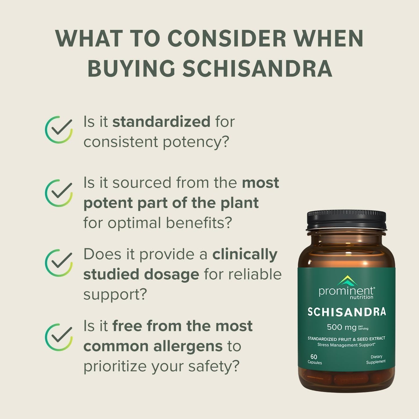 Prominent Nutrition Schisandra Berry Extract – 500 mg, Stress Support, 60 Capsules