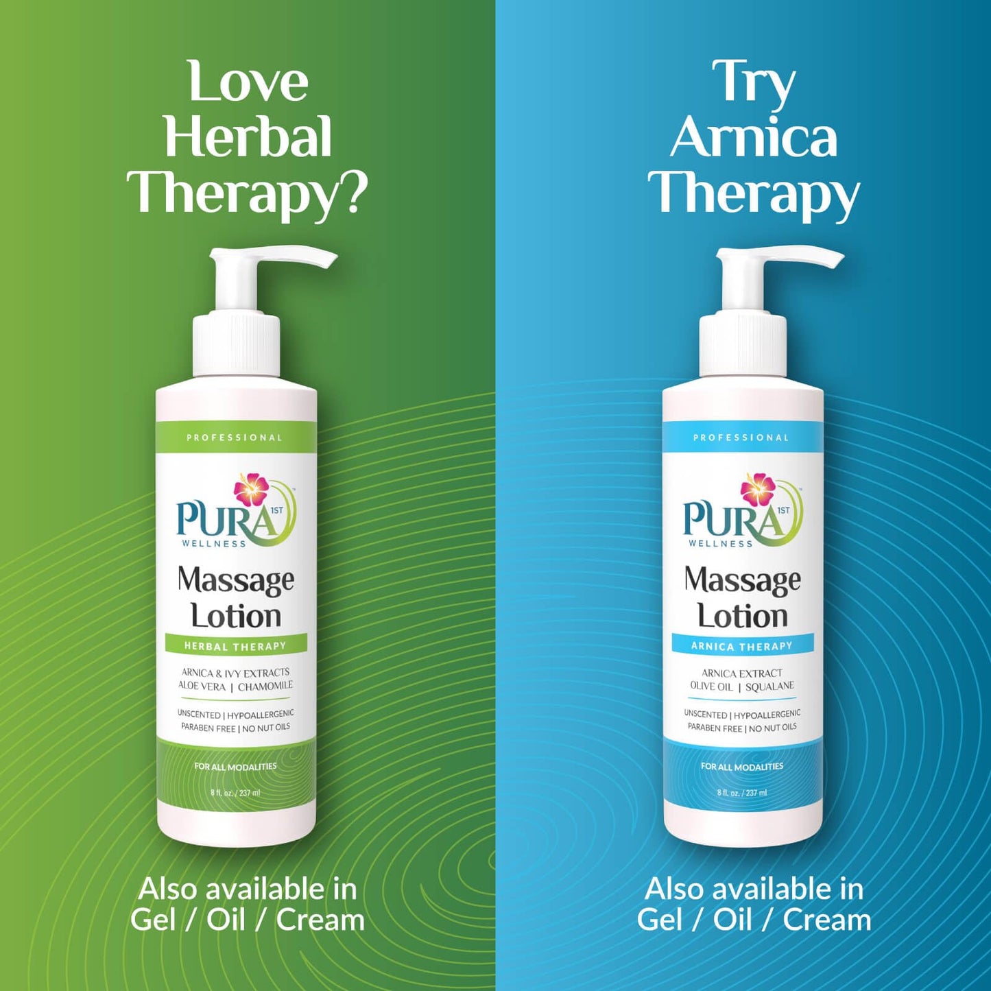 PURA 1st Wellness Professional Massage Lotion 8oz – Unscented, Hypoallergenic