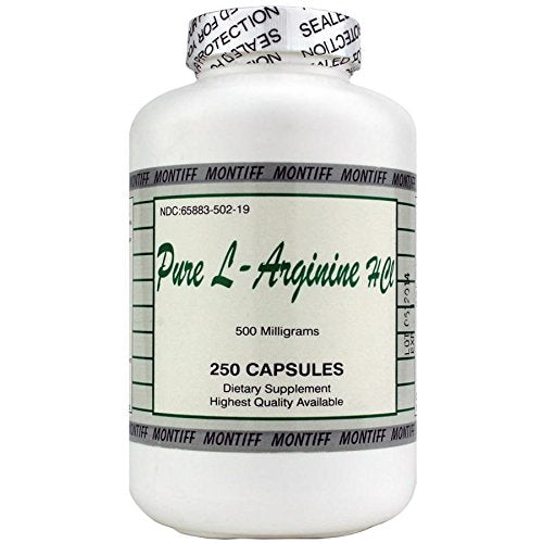 Pure L-Arginine HCl 500 mg – 250 Capsules | Montiff