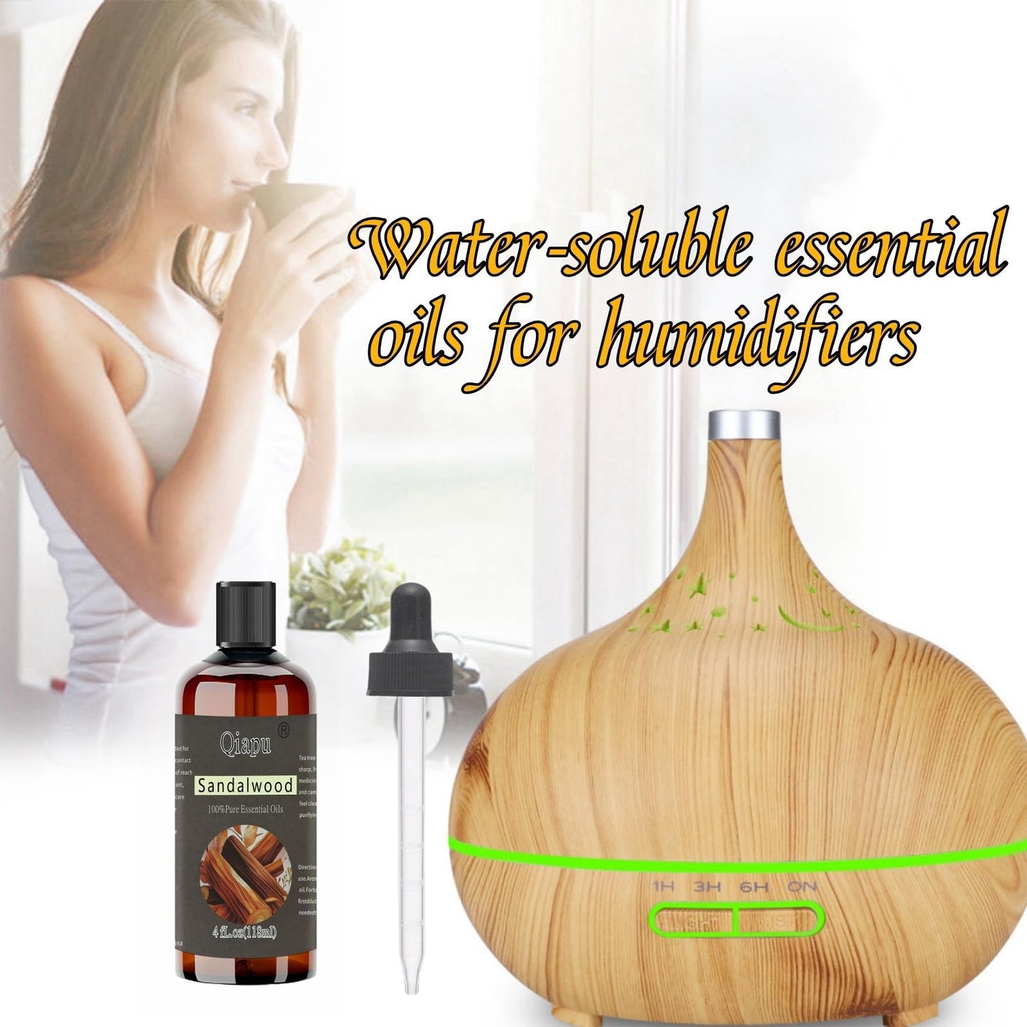 Pure Natural Sandalwood Essential Oil for Diffusers | Aromatherapy Dropper Bottle